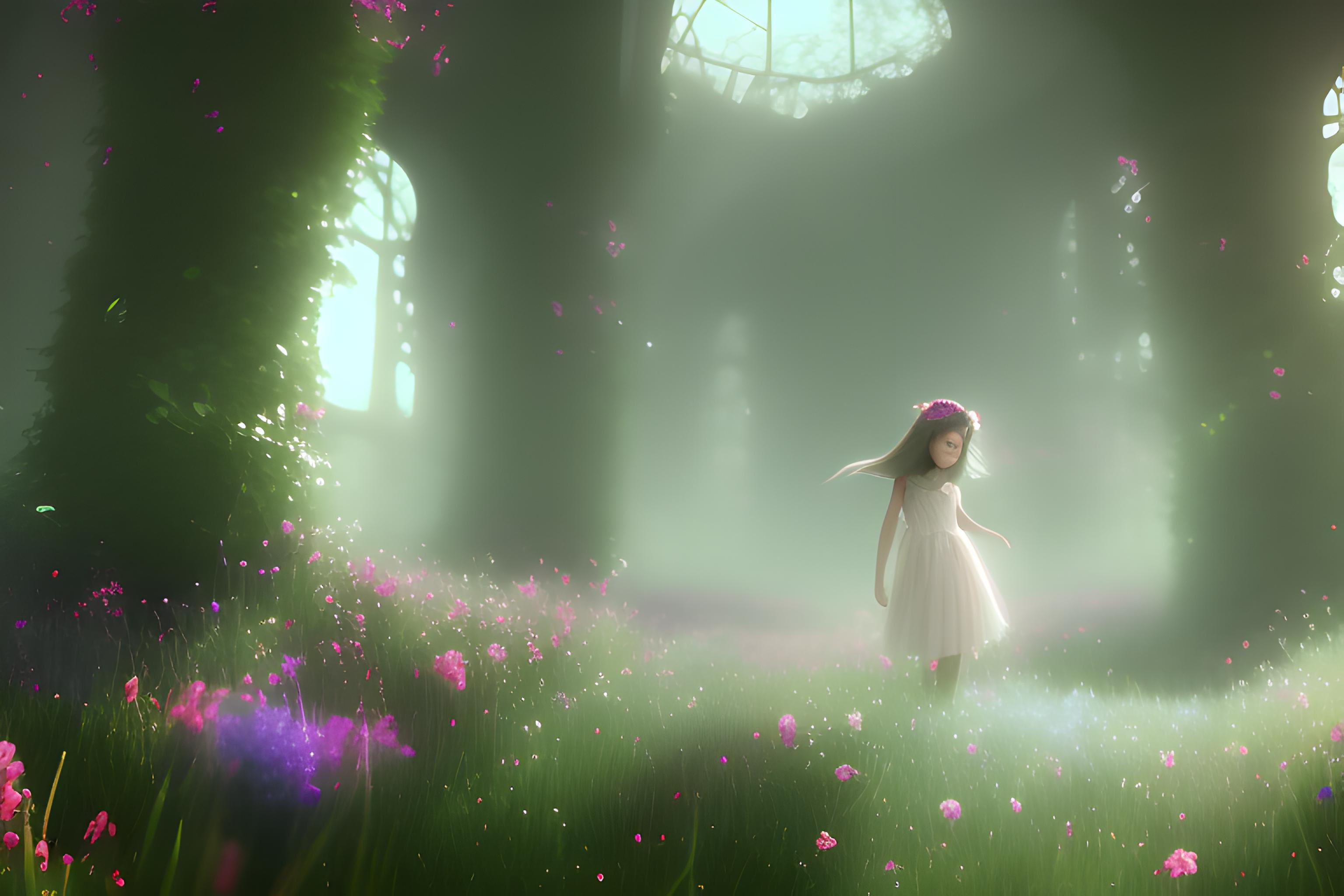 A Background For Lyrics Music Video, A Girl In Flowers, Cinematic.